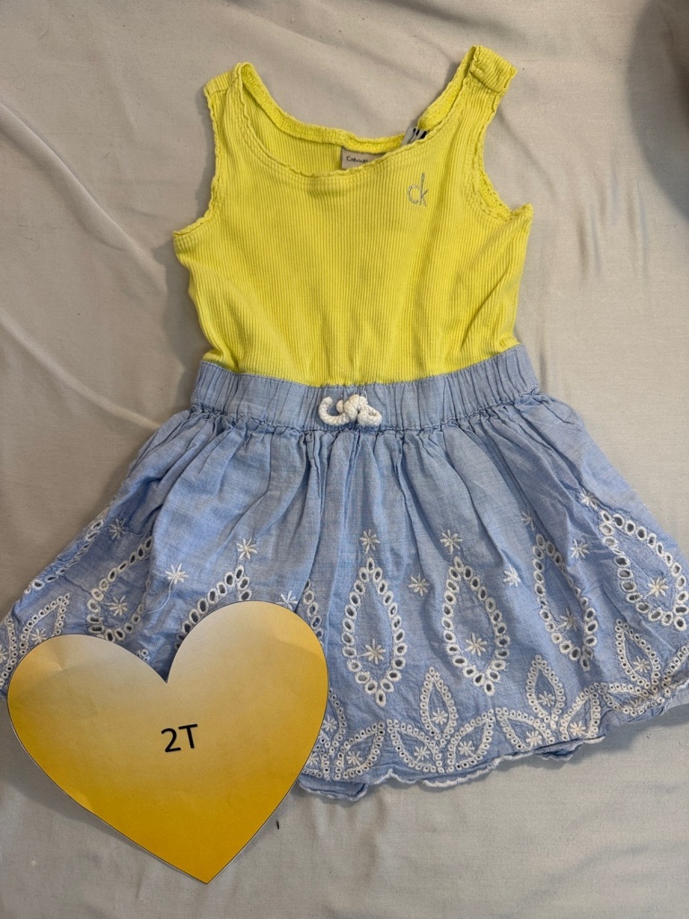 Calvin Klein - Kids 2T Dress in Yellow and Blue with embroidered details